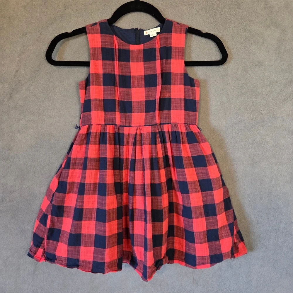 Crewcuts Buffalo Plaid Dress Girl's Size 6 Gingham Cotton Lined Zip Christmas